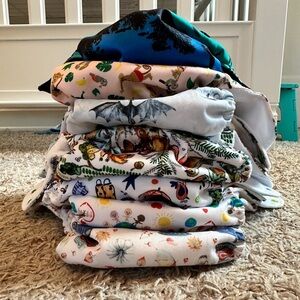 8 Nicki’s Diapers Reusable Pocket Diapers. Like New. One size. Snap.